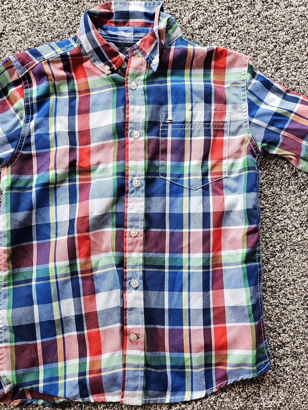 Tommy Hilfiger Boys Colorful Plaid Button-Down Shirt